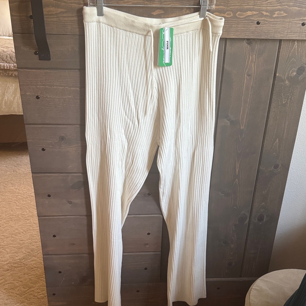 PINK Cream Ribbed Pants